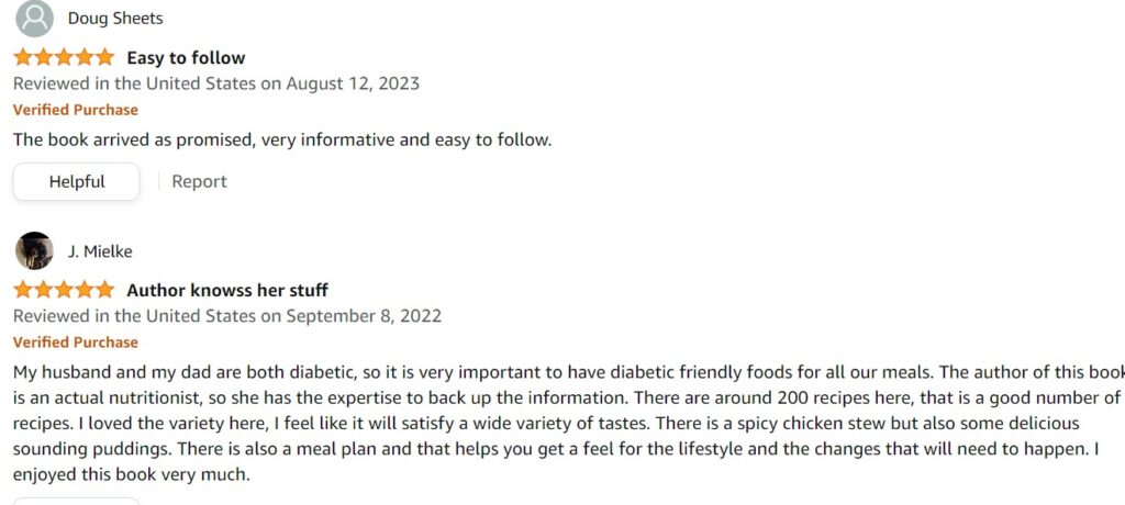 Diabetic Diet cookbook feedback
